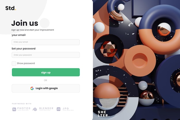 Abstract art shapes landing page