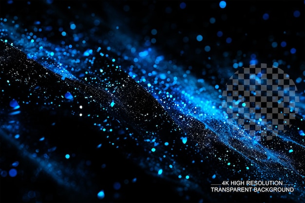 PSD abstract background of particles on blue and black colors on transparent background