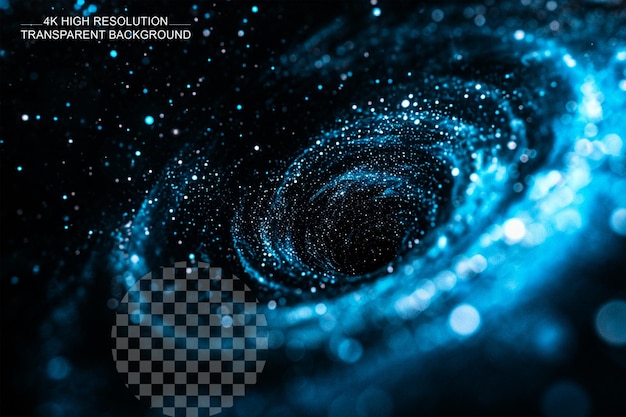 PSD abstract background of particles on blue and black colors on transparent background