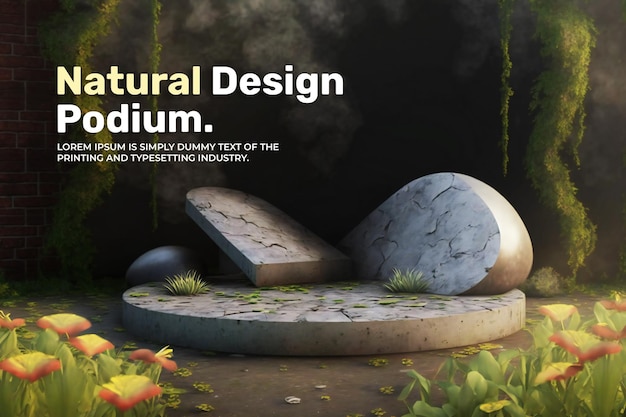 Abstract background stone pedestal for product presentation natural podium product display 3d