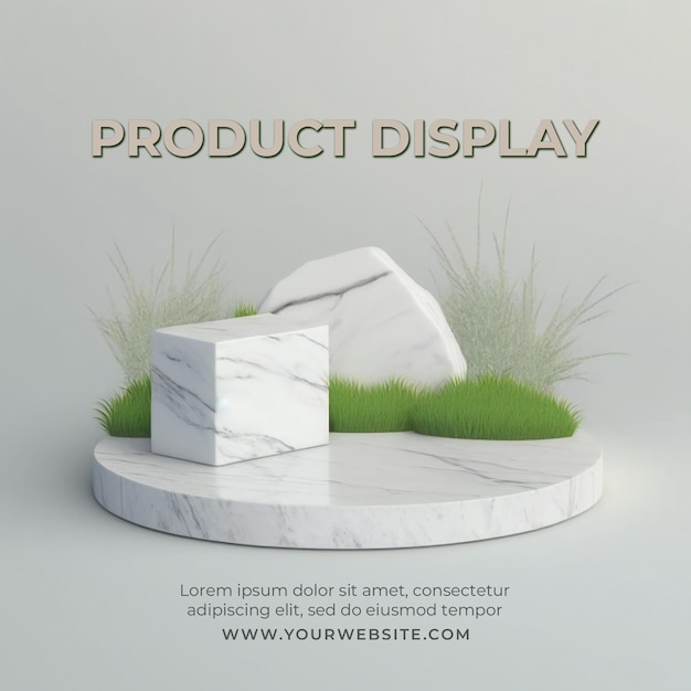 Abstract background stone pedestal for product presentation, podium product 3d redering