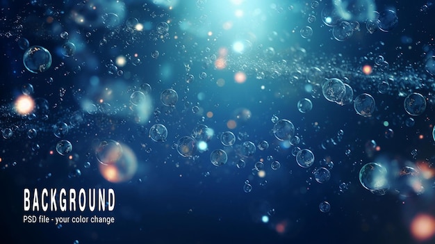 Abstract background with beautiful sparkling particles Underwater bubbles in the flow