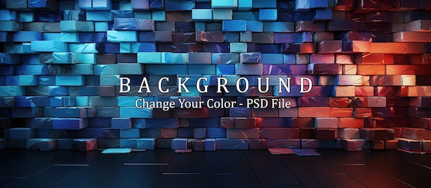 PSD abstract background with cubes in blue and orange colors