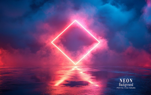 Abstract background with glowing neon blue and purple squares forming a rhombus shape