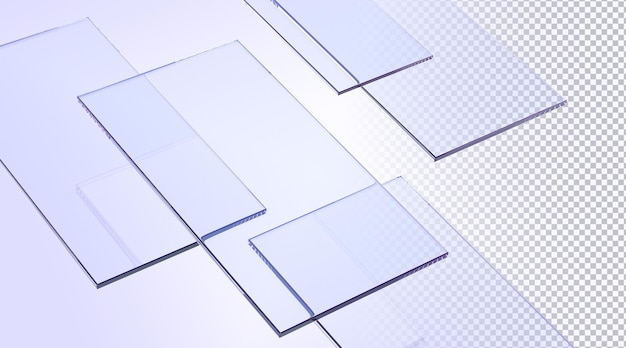 Abstract background with isometric glass or crystal plates 3d render Technology wallpaper with purple rectangular clear acrylic panels Futuristic pattern layout for website design