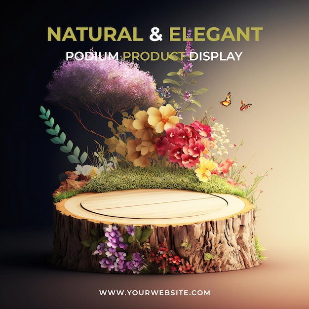 Abstract background wooden pedestal for product presentation podium product display 3d rendering