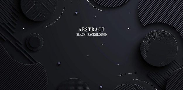 PSD abstract black background with white lines and shapes for presentation