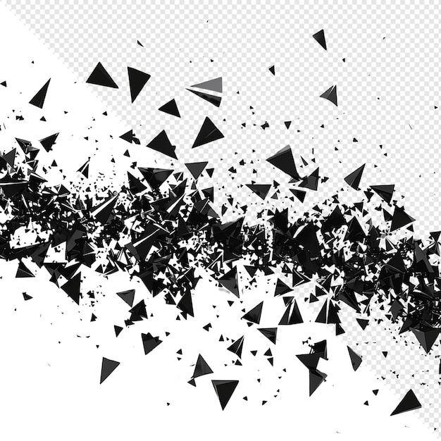 Abstract Black Geometric Shapes Scattered on White Background