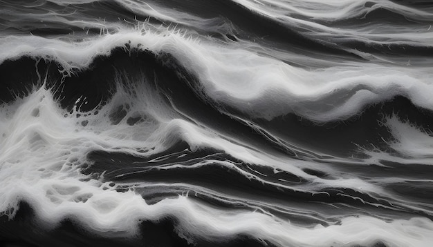 PSD abstract black and white ocean landscape painting