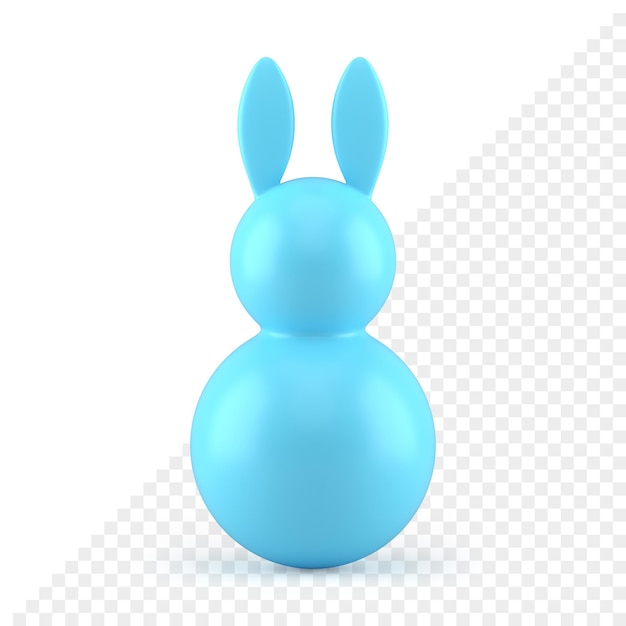 Abstract blue Easter rabbit tumbling bauble minimalist glossy design element 3d icon