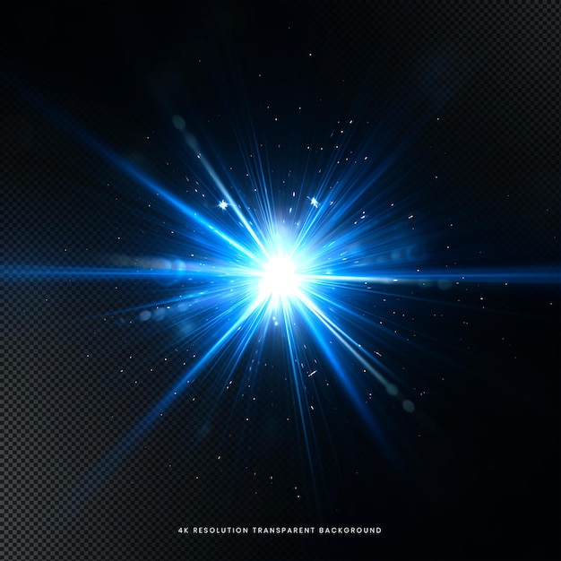 Abstract Blue Lens Flare on Transparent Background