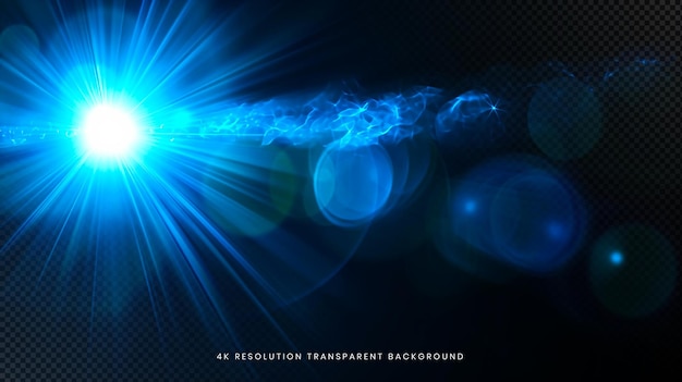 Abstract Blue Lens Flare on Transparent Background