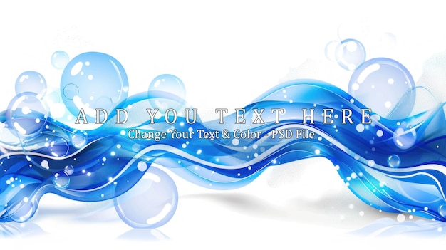 PSD abstract blue wave with bubbles