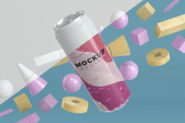 Abstract can packaging concept mock-up