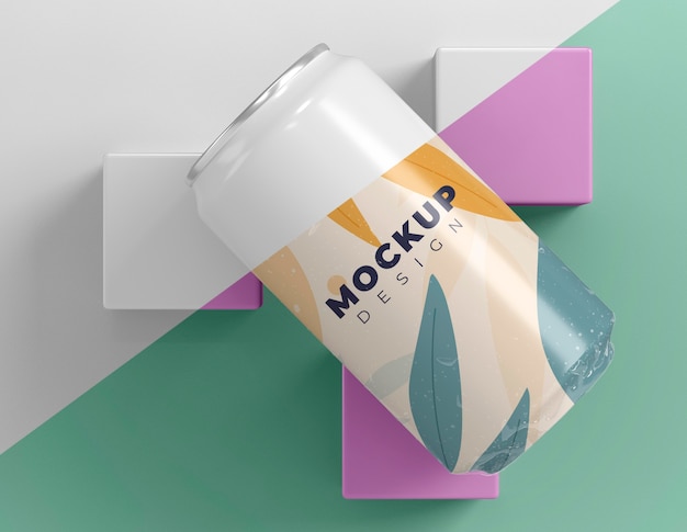 Abstract can packaging concept mock-up