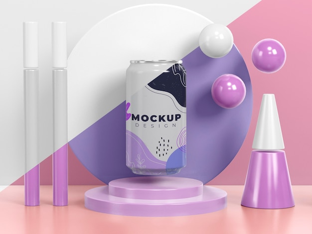 Abstract can packaging mock-up