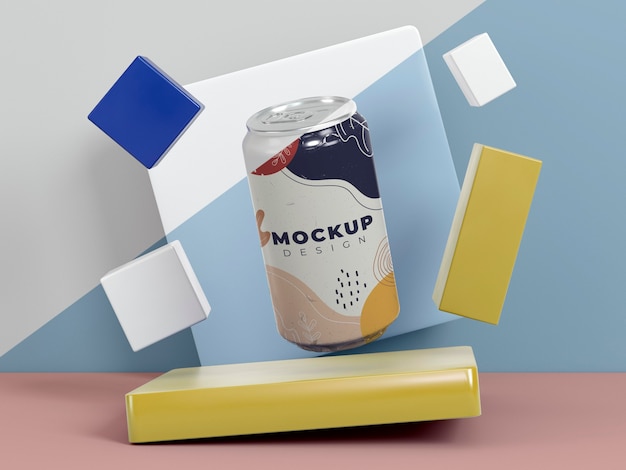 Abstract can packaging mock-up