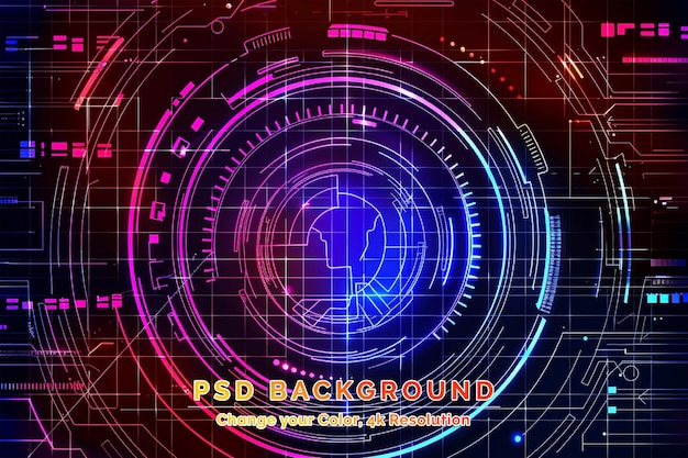 PSD abstract circle digital over dark blue and pink background