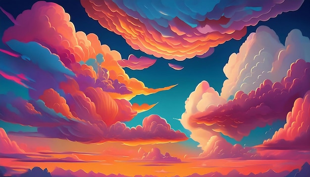 PSD abstract cloud formations in a sunset sky