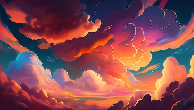 PSD abstract cloud formations in a sunset sky