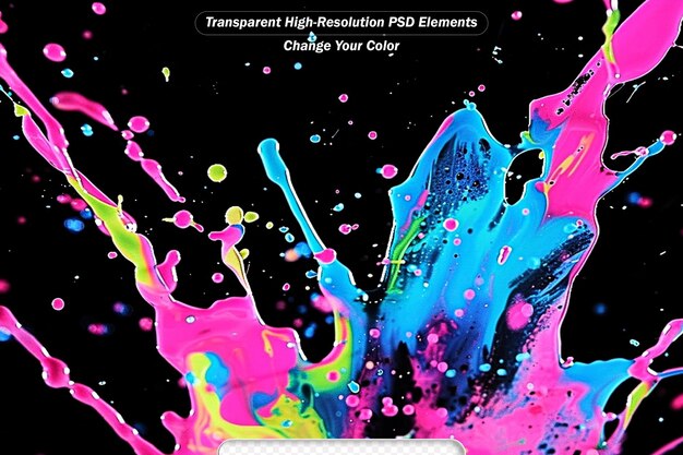 PSD abstract color splash isolated on black background