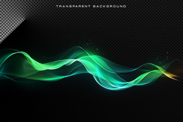 PSD abstract colorful shining waves on transparent overlay