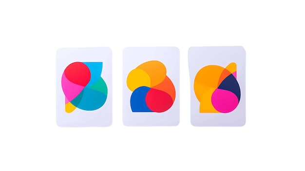 PSD abstract colourful playful separate cards bright colours on transparent background png