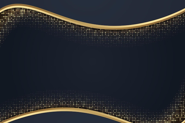 PSD abstract curve overlapping on dark background with glitter and golden lines glowing dots golden combinations