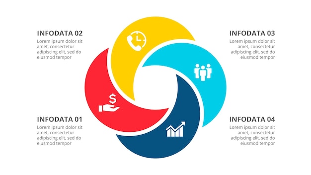 Abstract cycle diagram divided into 4 segments Concept of four options infographic