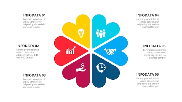 Abstract cycle diagram divided into 6 segments Concept of six options infographic