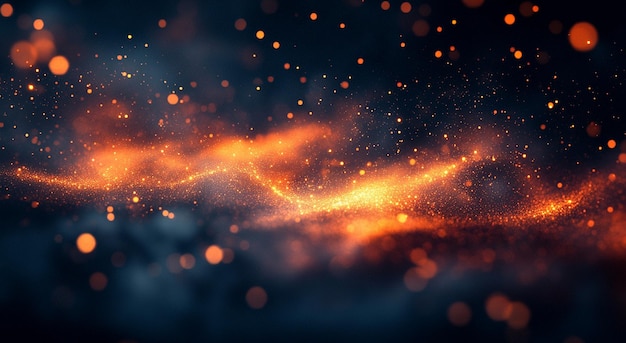 Abstract dark background with red and orange lights dark space with blurred fireworks in the sky