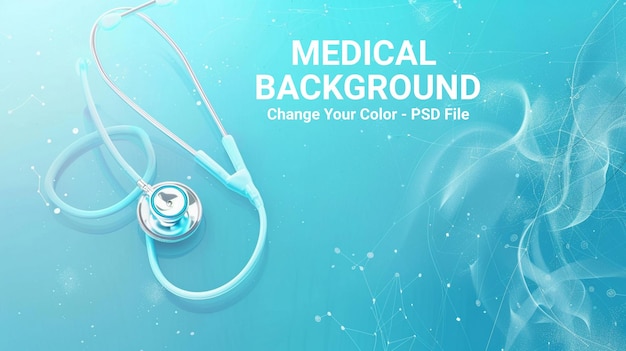 Abstract digital background with stethoscope and medical elements in the style of blue color scheme