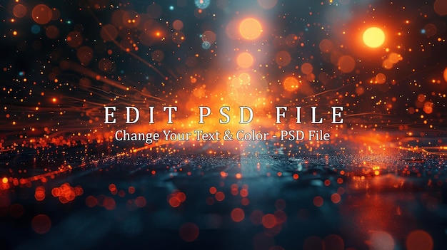 PSD abstract digital glow with orange bokeh