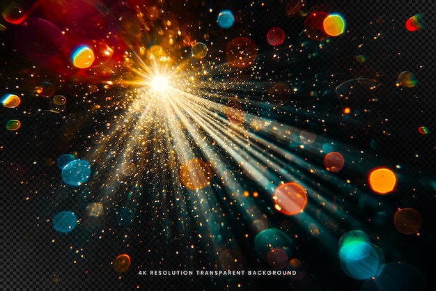 Abstract Dynamic lens flare and bokeh on transparent background