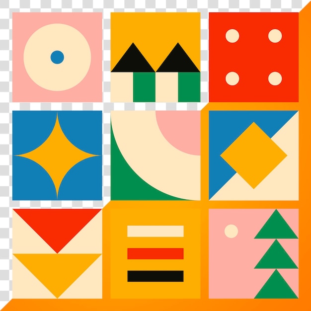 PSD abstract element png bauhaus inspired flat design set