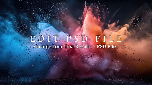 PSD abstract explosion of colors and particles