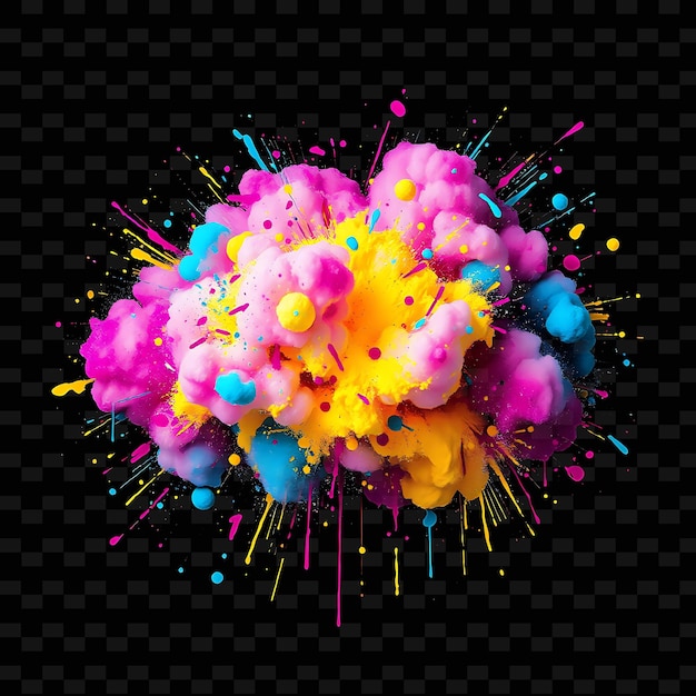 Abstract Expressionist Cloud Splattered With Chaotic Colors Spontaneous Shapes_Isolated_Neon_Object