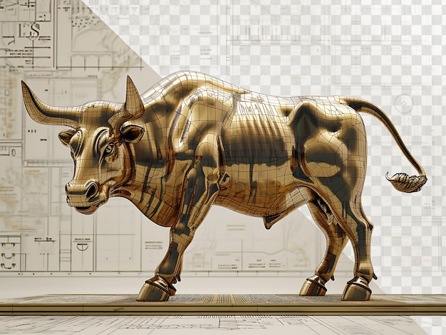 PSD abstract financial market concept with golden bull statue