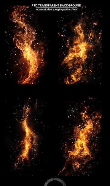 Abstract fire flame isolated on black Background