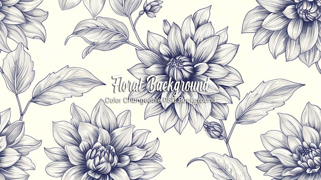 PSD abstract floral background with flowers and space