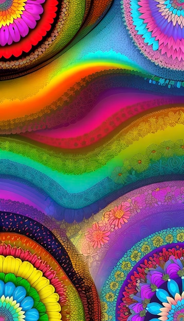 Abstract floral pattern in a rainbow of colors