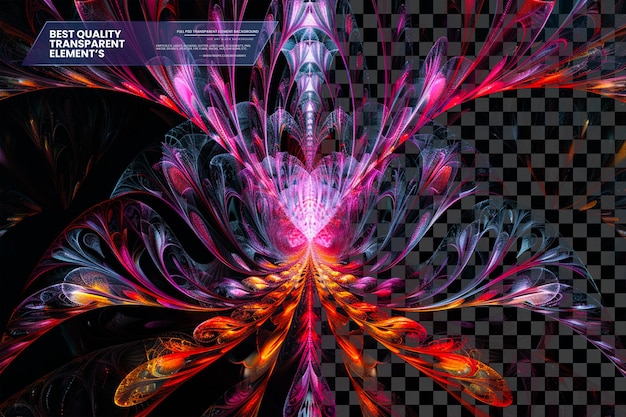 PSD abstract fractal art with intricate patterns on transparent background