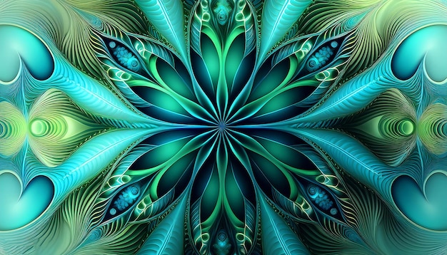 PSD abstract fractal design in blue and green tones