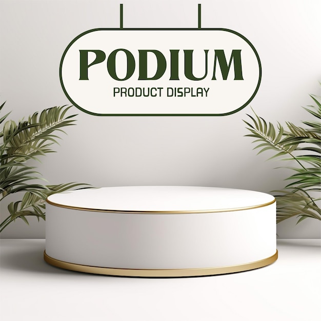 Abstract geometric blank product white round podium stands display or showcase