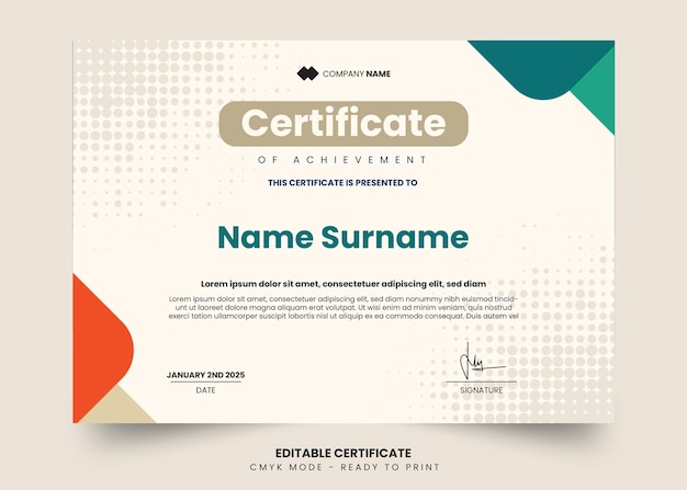 Abstract geometric certificate template