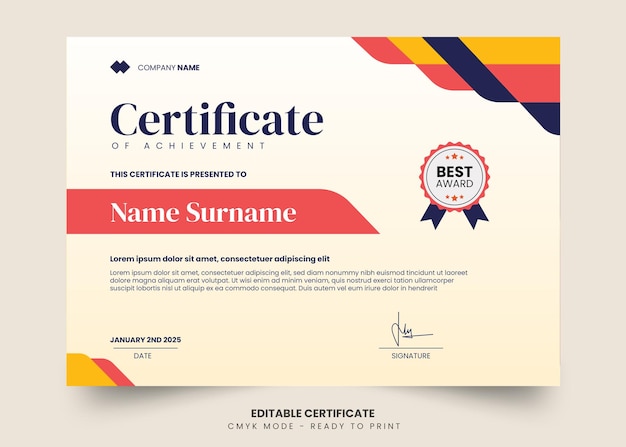 Abstract geometric certificate template