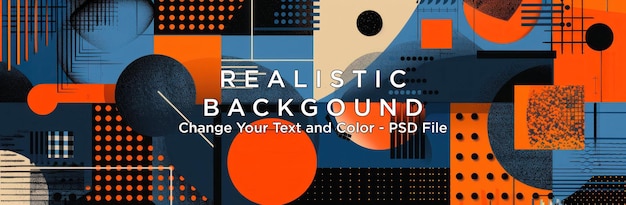 PSD abstract geometric composition in orange and blue