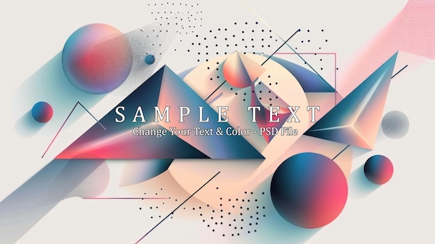 PSD abstract geometric design with 3d shapes and vibrant colors