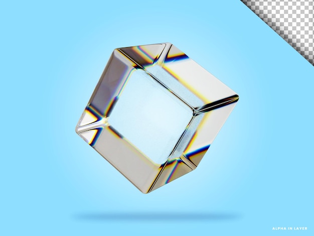 Abstract geometric shape futuristic dispersion glass material design 3d rendering