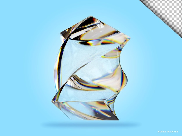 Abstract geometric shape futuristic dispersion glass material design 3d rendering